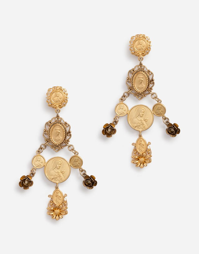 Dolce & Gabbana Gold Metal Sacred Heart Drop Earrings