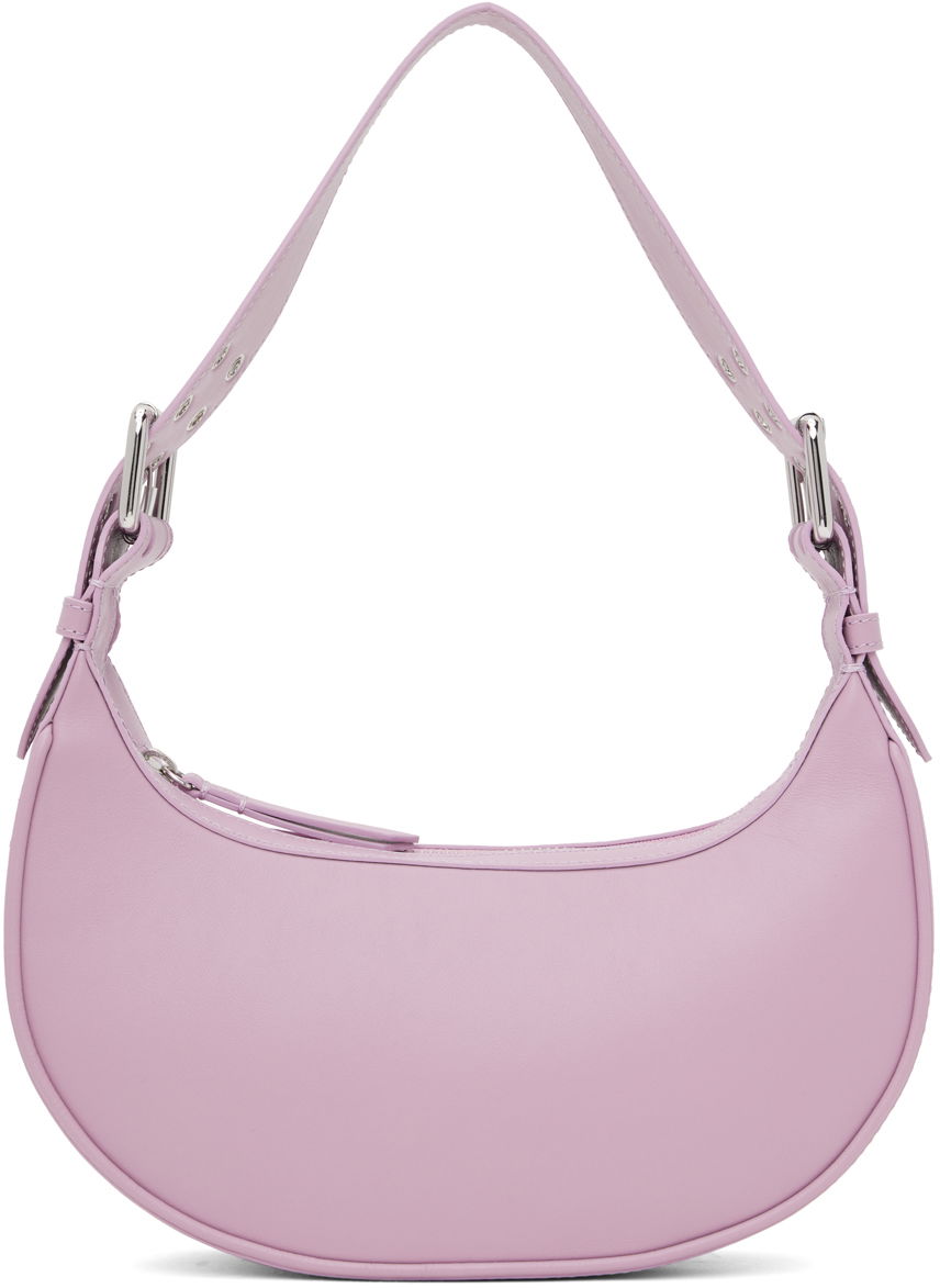 Чанта през рамо BY FAR Half Moon Leather Shoulder Bag Лилаво | 23CASOHSLVMNAPMED, 0