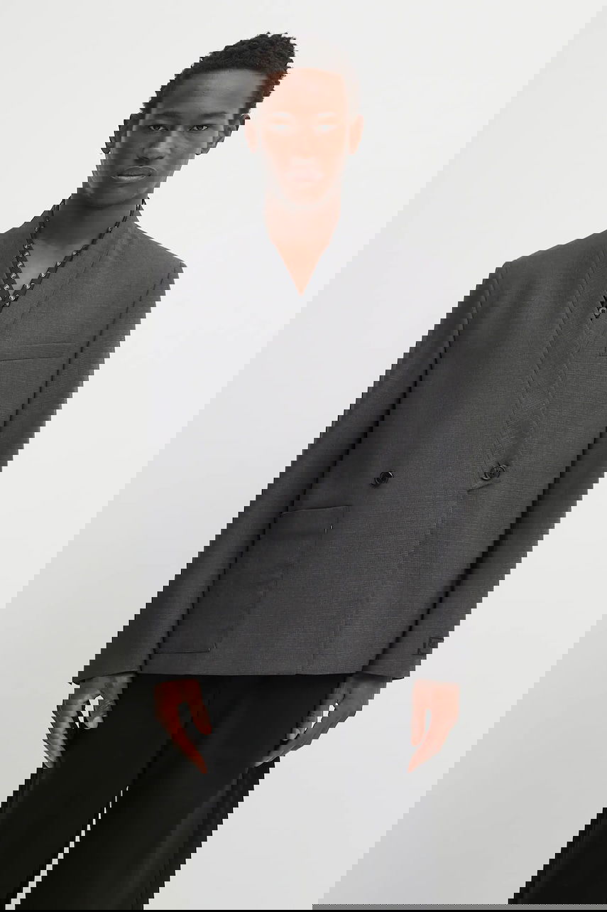 Яке KENZO Kenzo Weave Adjusted Kimono Tailored Blazer Сиво | FF65VE1459ID, 0