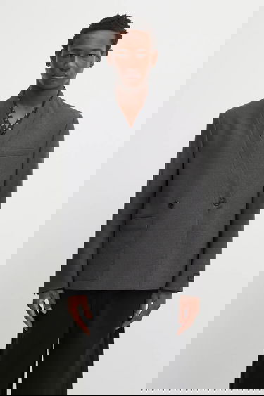 Яке KENZO Kenzo Weave Adjusted Kimono Tailored Blazer Сиво | FF65VE1459ID, 0