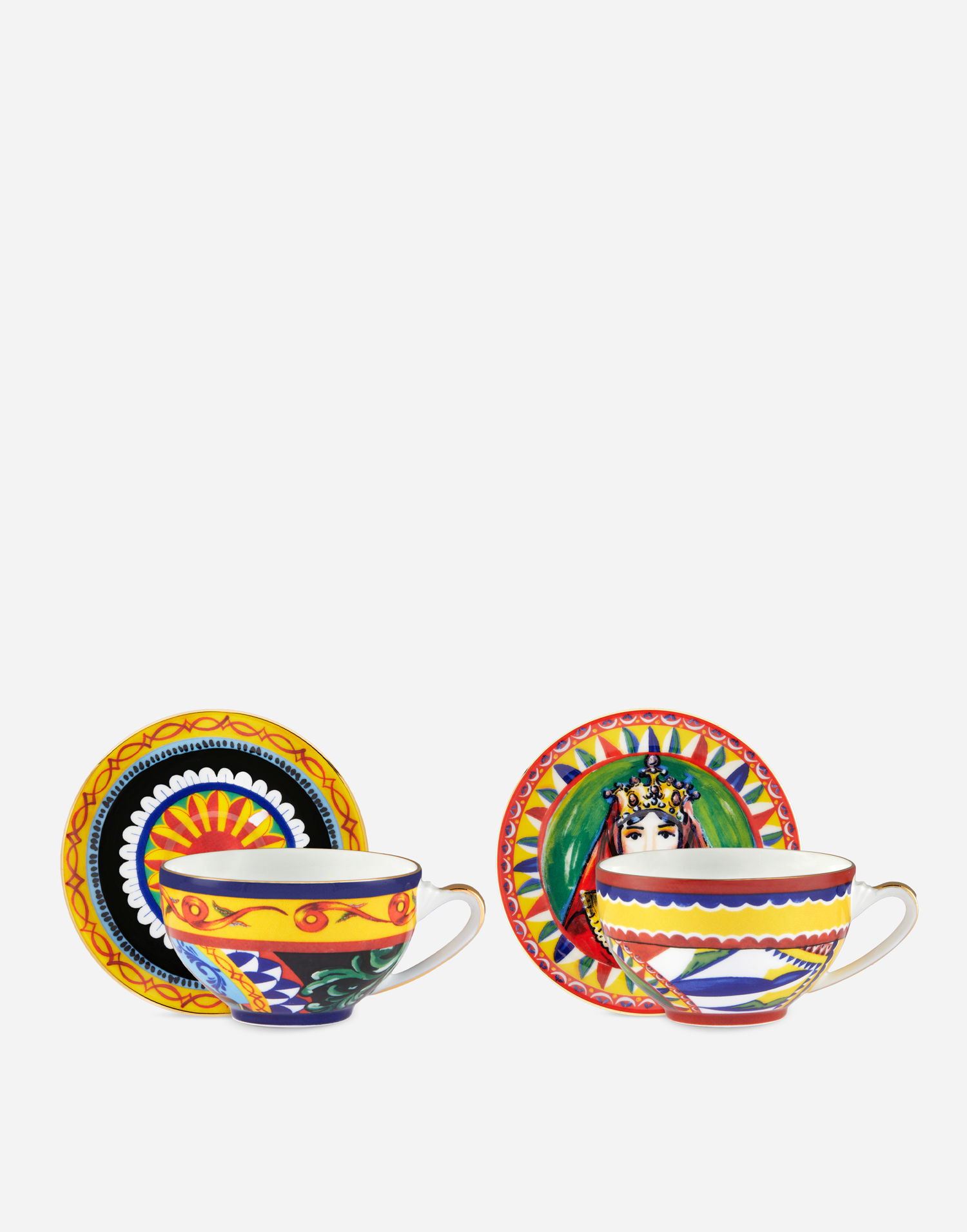 Домашен декор Dolce & Gabbana Ornate Porcelain Teacups and Saucers Gift Set with Sun Motif Многоцветен | TC0S20TCM08UC156, 1