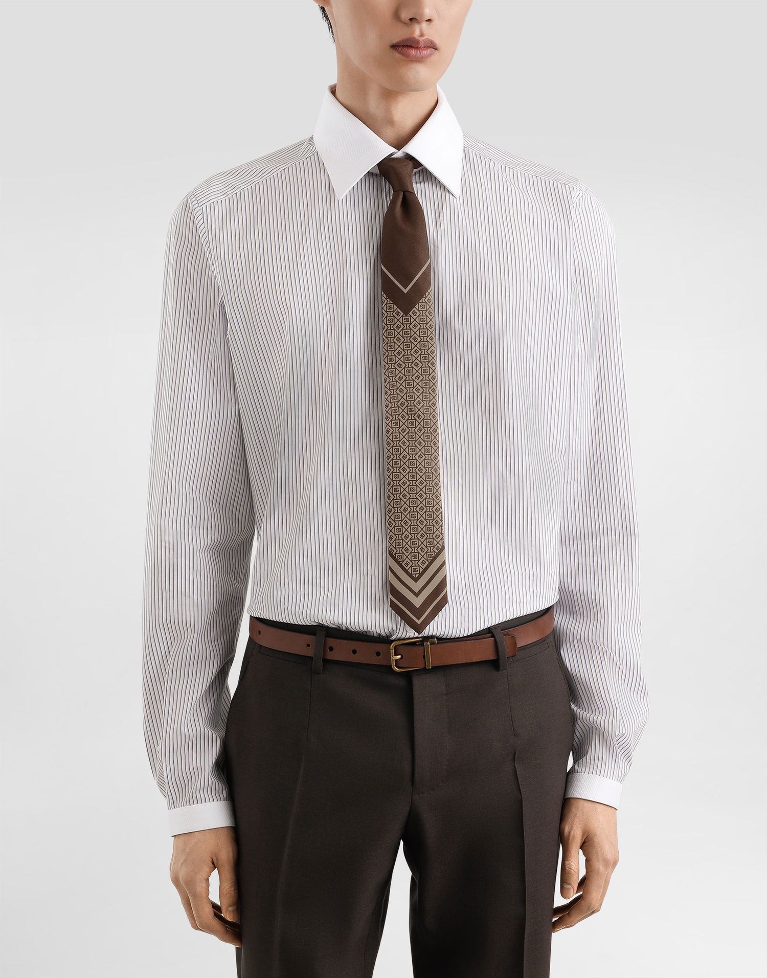 Аксесоари Dolce & Gabbana Dolce & Gabbana Micro-Design & Logo Twill Tie Кафяво | GT149EG0WV4HH8QM, 1