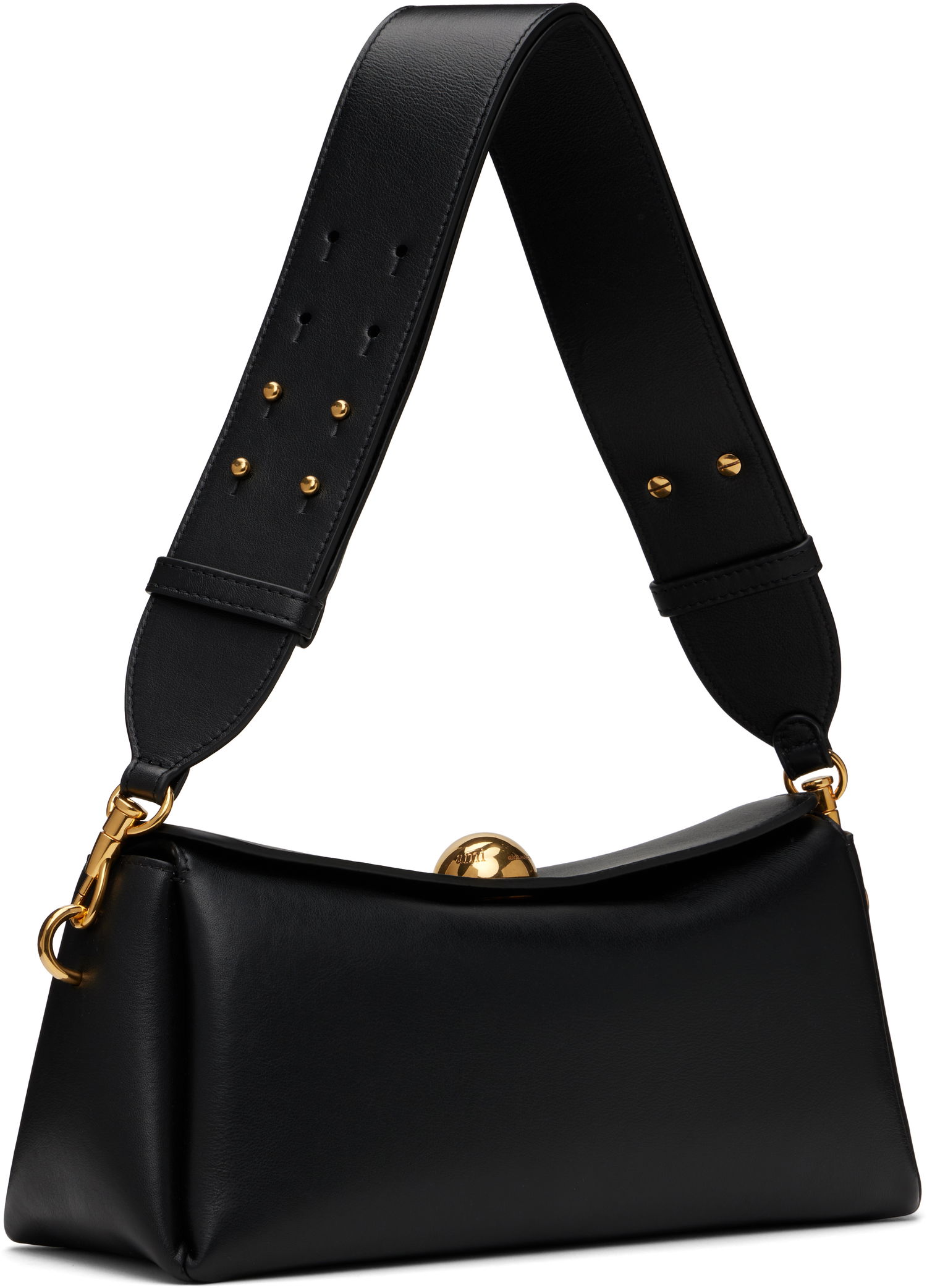 Дамска чанта AMI AMI Paris Leather Carrousel Bag Черно | ULL027.AL0103, 1