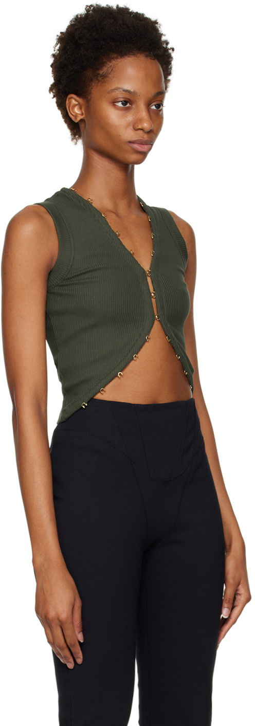 Потник Dion Lee Hook & Eye Ribbed Tank Top Зелено | C3075F22, 1