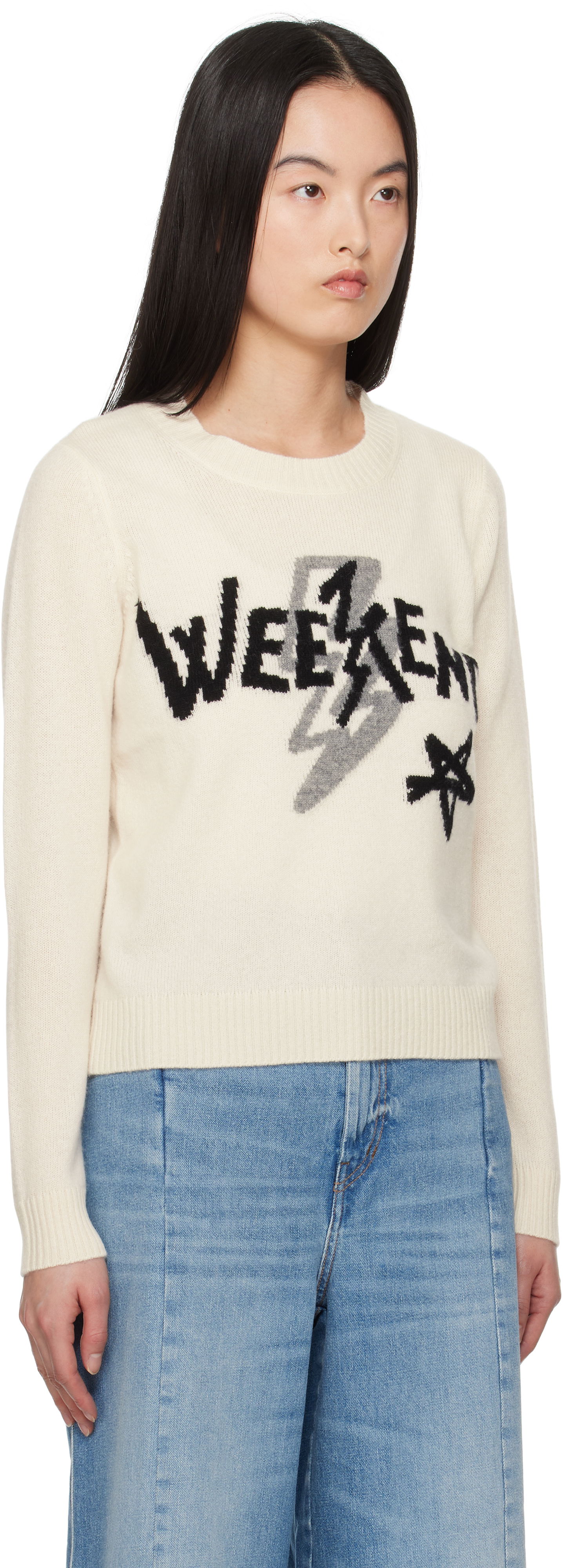 Пуловер Max Mara Weekend Max Mara Kansas Graphic Print Sweater Бяло | 2515361011600, 1