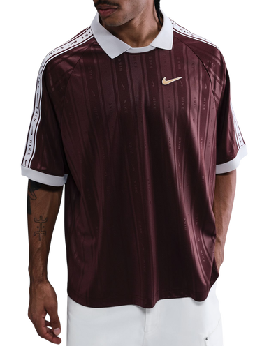 Поло тениска Nike Sportwear Vertical Stripe Polo Shirt with Taped Sleeves Бургунди | ih4292-652, 0