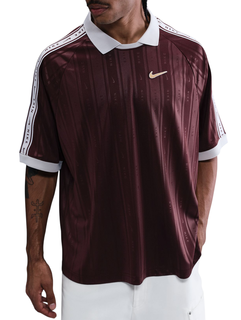 Поло тениска Nike Sportwear Vertical Stripe Polo Shirt with Taped Sleeves Бургунди | ih4292-652