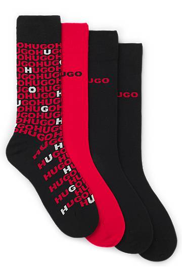 Чорапи BOSS Four-pack regular-length socks with logo designs Черно | 50546673
