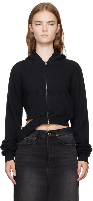 Суитчър We11done We11done Distressed Zip-Up Hoodie Черно | WD-TJ2-24-808-W-BK, 0