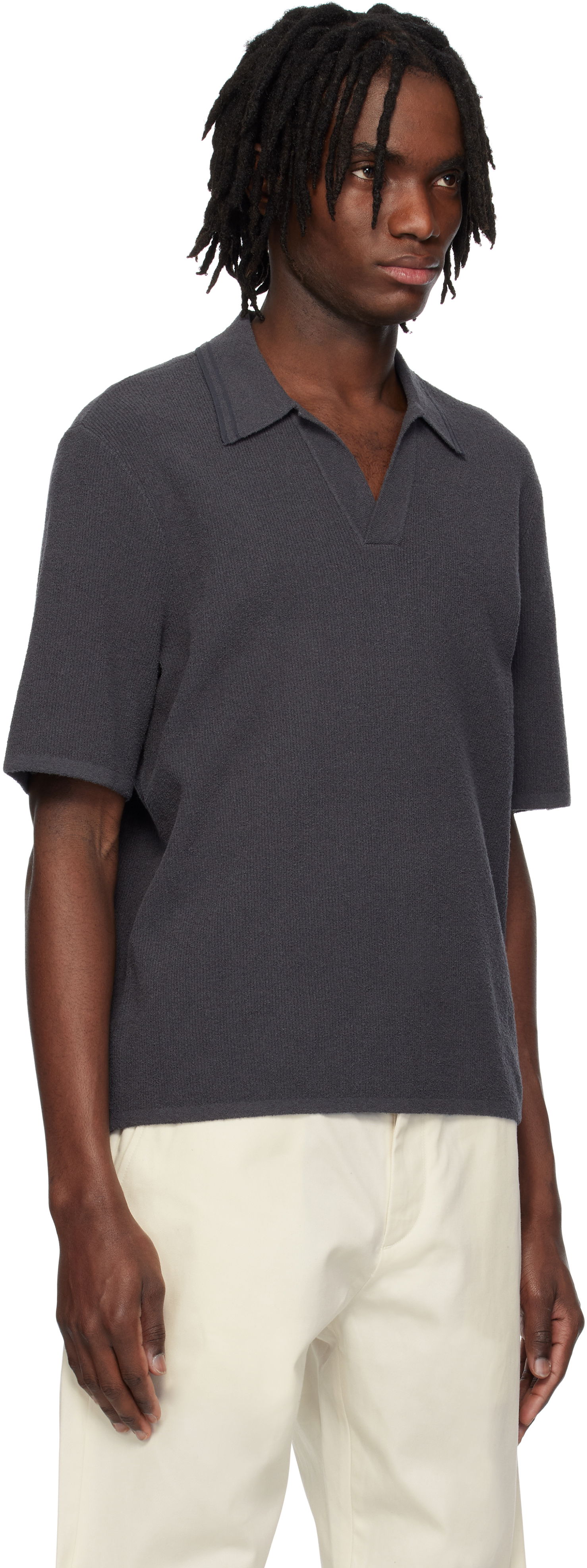Поло тениска rag & bone Rag & Bone Rib Knit Johnny Polo Сиво | MBS25S035YF35, 1