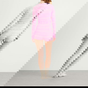 Пижама SKIMS Plush Pointelle Bow Fairisle Henley & Short Set Розово | ST-SST-10867W-BBW, 3