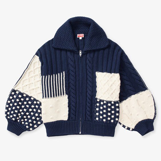 Пуловер KENZO Patchwork Zipup Cardigan Тъмно синьо | FD52CA3613CH.77, 0