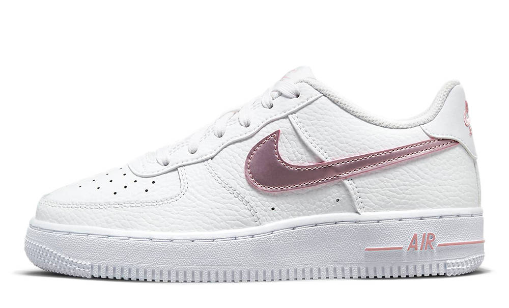 Кецове и обувки Nike Air Force 1 White "Pink Glaze" GS Бяло | CT3839-104, 0