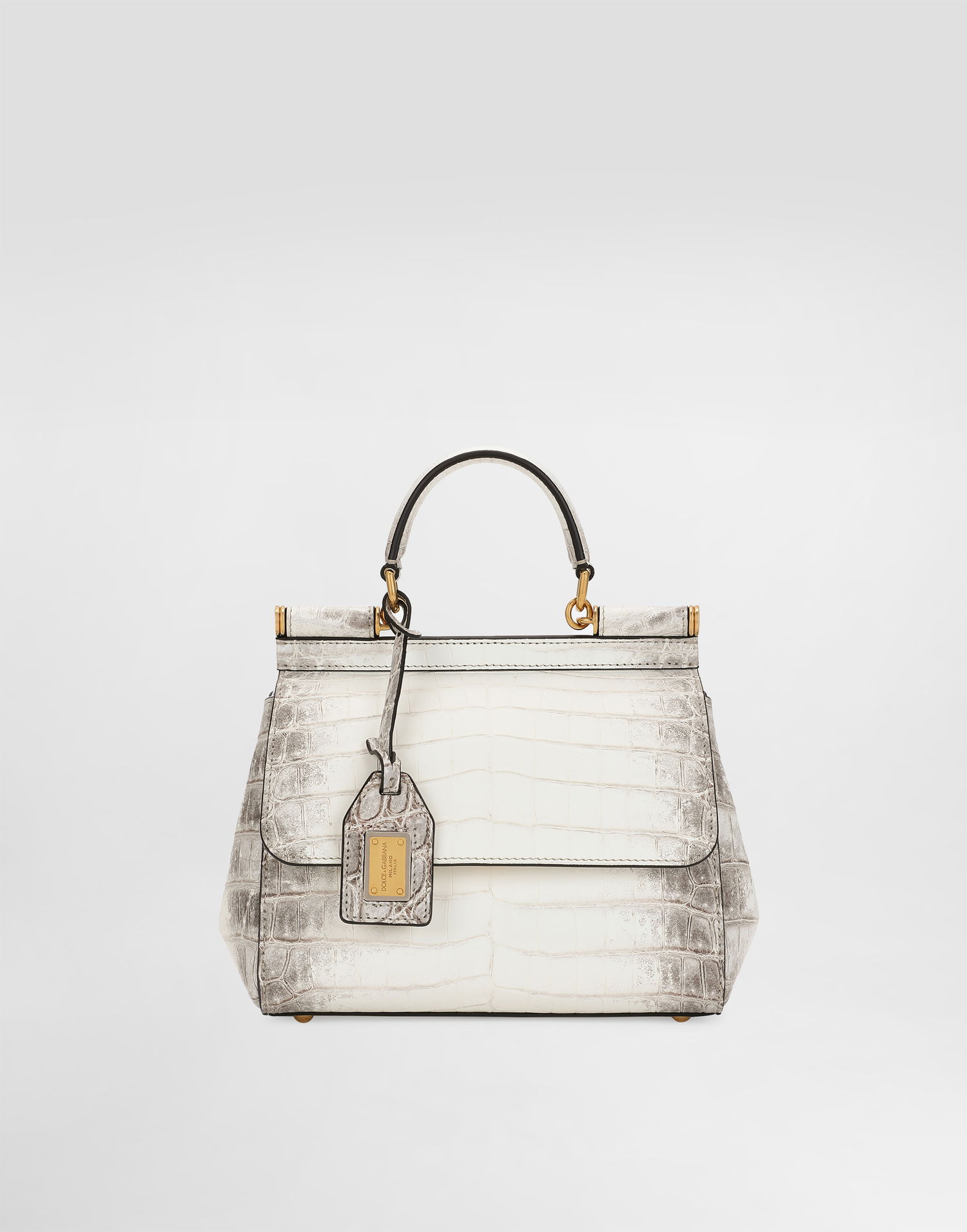 Дамска чанта Dolce & Gabbana Dolce & Gabbana Medium Sicily Handbag Crocodile Leather Бяло | BB6003B2EM180001, 0