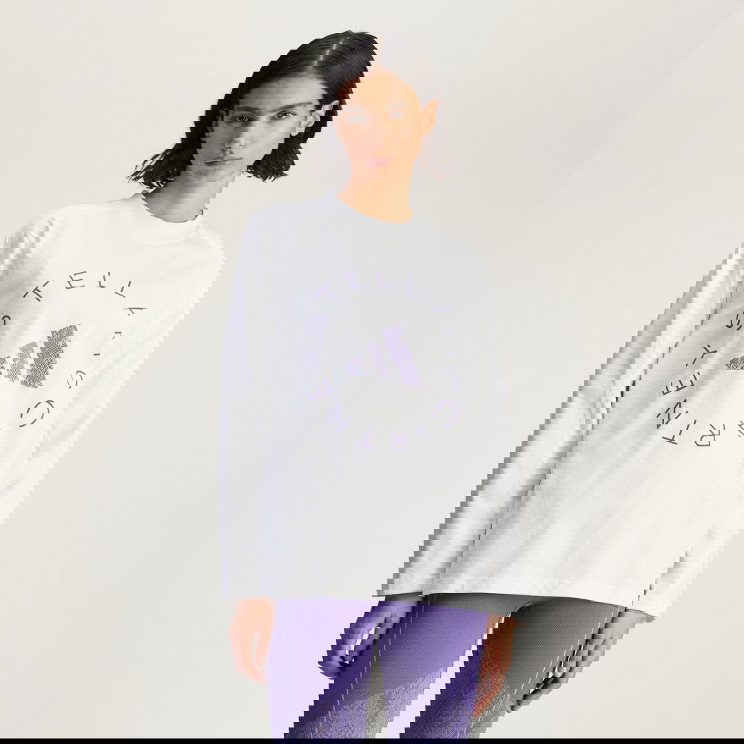Тениска adidas Performance adidas By Stella McCartney Oversized Graphic Long Sleeve Tee Бяло | JM3680, 0
