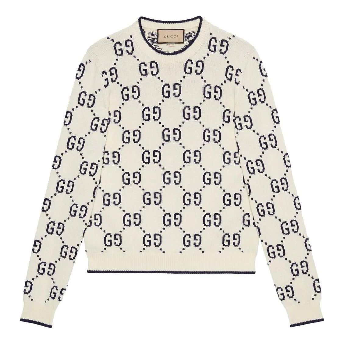 Пуловер Gucci Gucci GG Cotton Knit Sweater Бяло | 694767-XKCDF-9145, 0