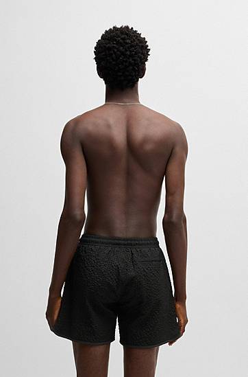 Бански BOSS HUGO Waffle-Structured Swim Shorts Черно | 50540152, 1