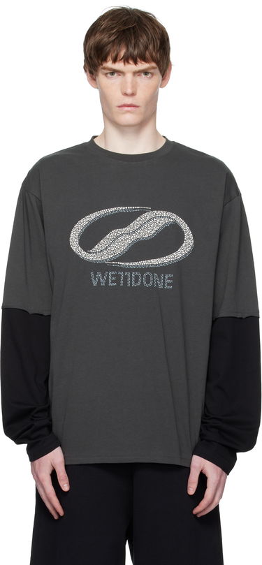 Тениска We11done We11done Pearl Logo Layered Long Sleeve T-Shirt Сиво | WD-TT2-25-739-U-CH, 0