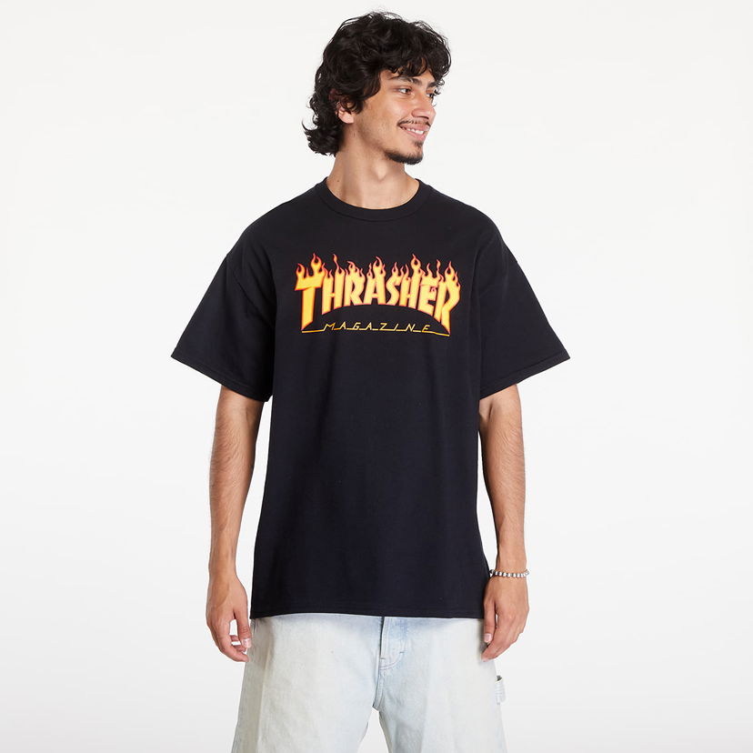 Тениска Thrasher Flame Logo T-Shirt Черно | 110102BK