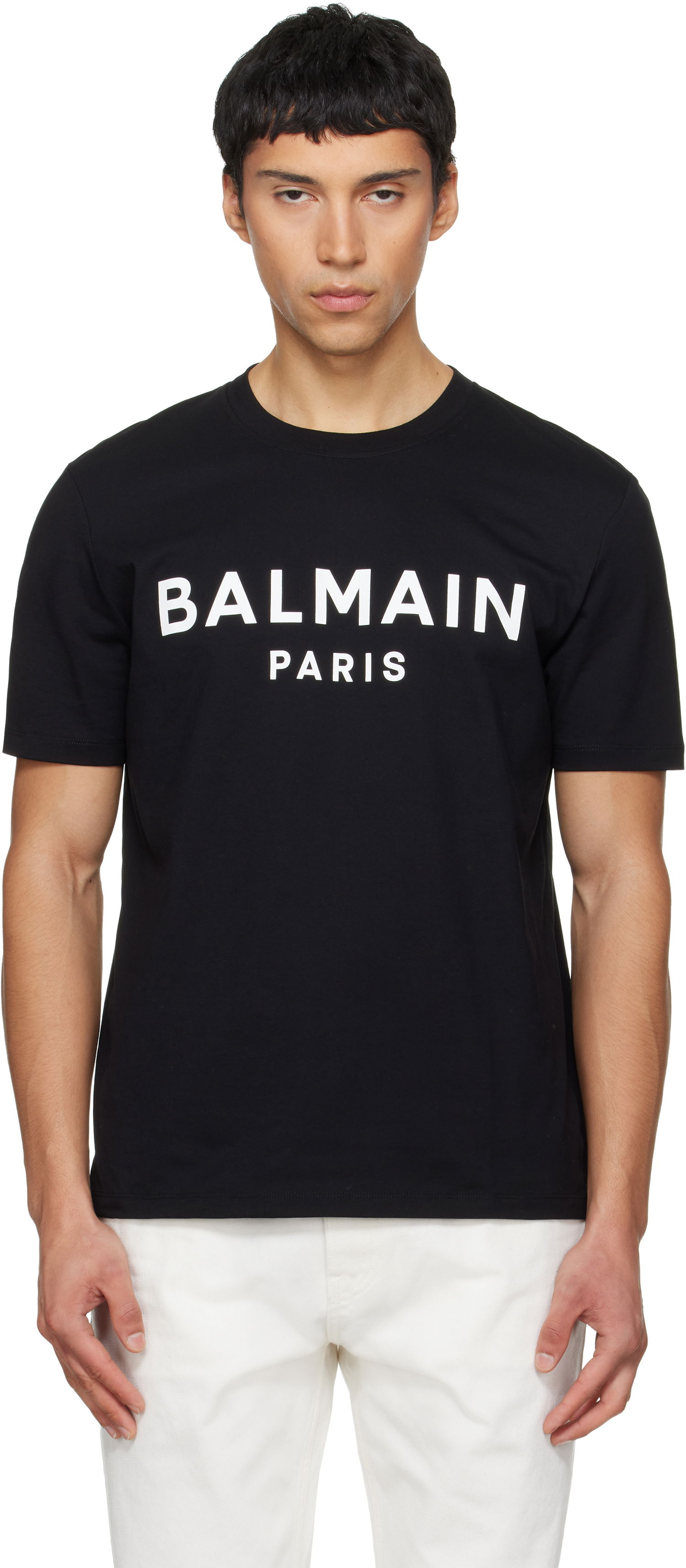 Тениска Balmain Balmain Paris Print T-shirt Черно | GH1EG000BD45, 0