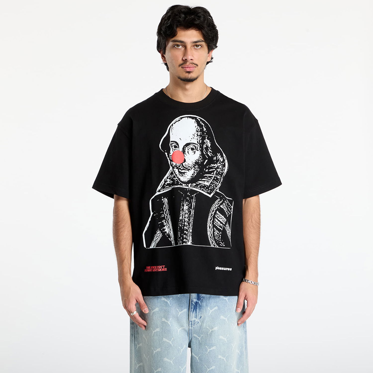 Тениска Pleasures Joke Heavyweight T-shirt Shakespeare Clown Nose Черно | P25F045-BLACK, 0