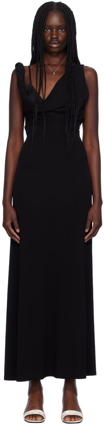 Pокля TOTEME Twist Drape Maxi Dress Черно | 243-WRD2970-FB0162, 0