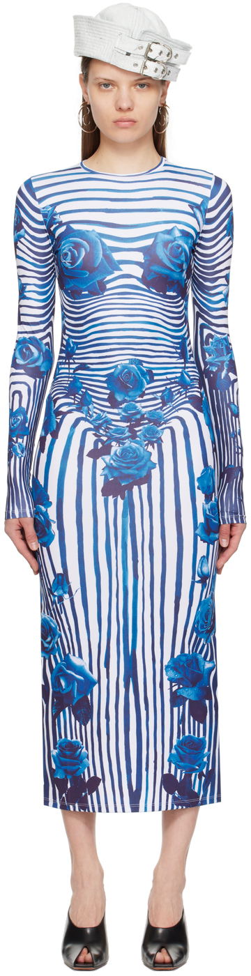 Pокля Jean Paul Gaultier Flower Morphing Maxi Dress Синьо | 24/25-F-RO166-J551-015951