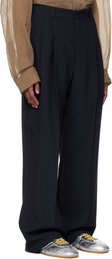 Панталони Dries Van Noten Dries Van Noten Wool Straight-Leg Trousers Тъмно синьо | 251-020914-1063, 1