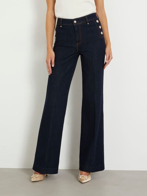 Дънки GUESS Exposed Buttons Flare Denim Pant Тъмно синьо | W4RA0PD2QU1, 0