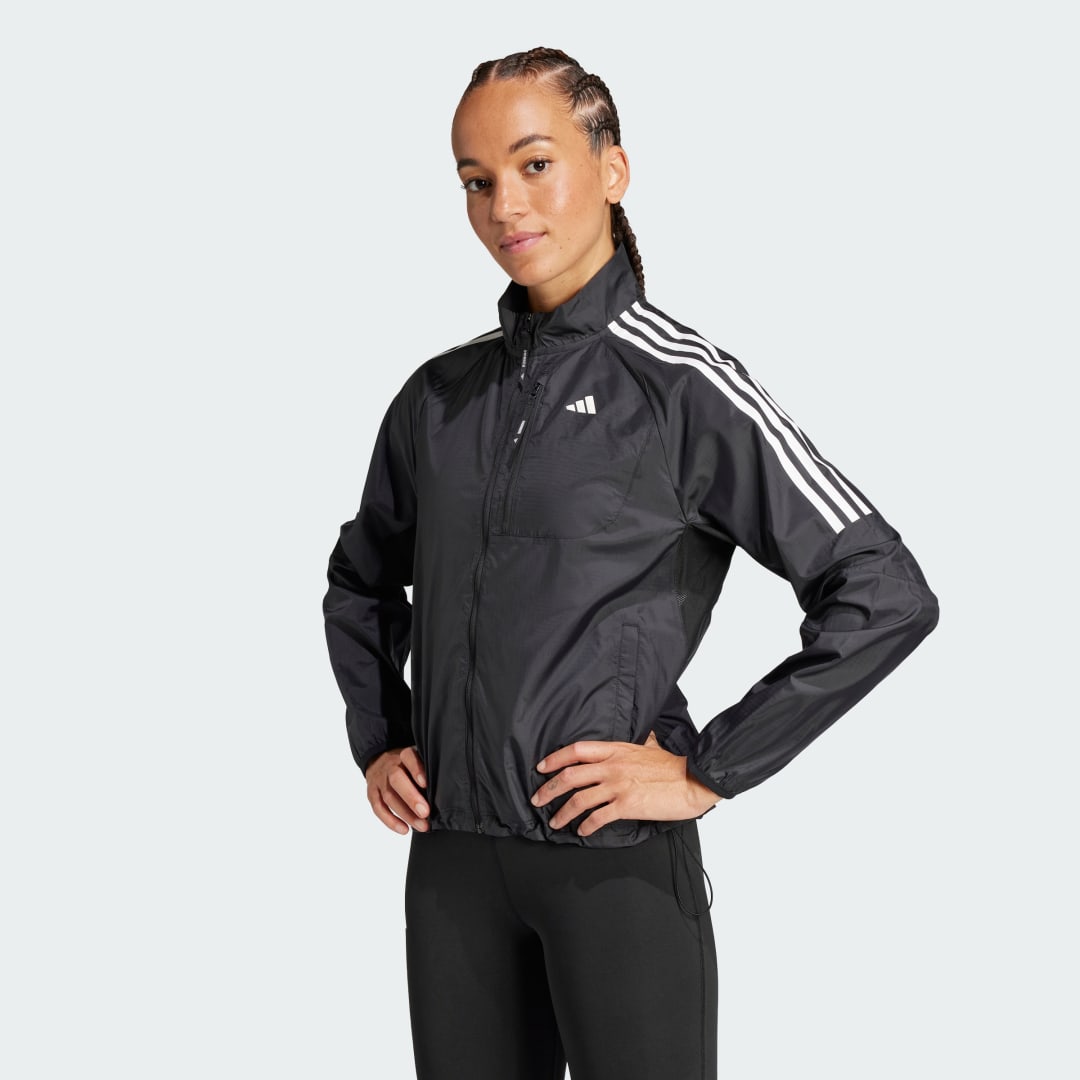 Яке adidas Performance Own the Run 3-Stripes Packable Jacket Черно | JD2299, 0