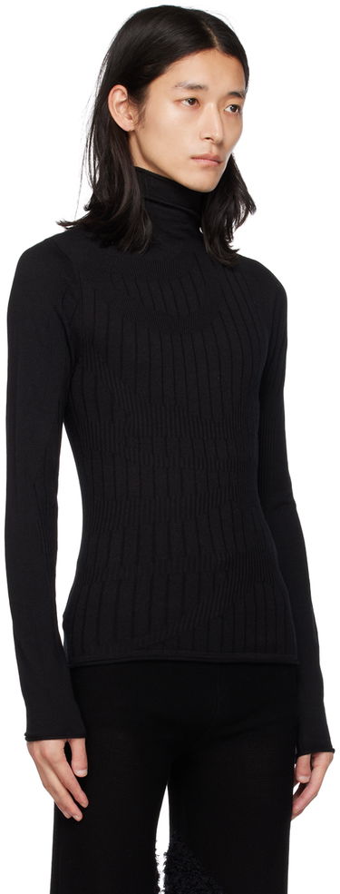 Тениска Dion Lee Fitted Ribbed Turtleneck Top Черно | C7104F22, 1