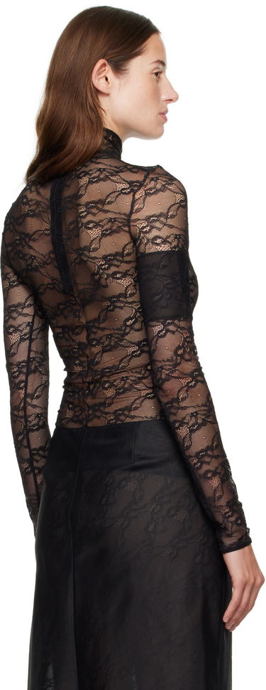 Тениска Courrèges Courrèges Lace Mock Neck Long Sleeve Top Черно | 325CTO444PA0132, 2