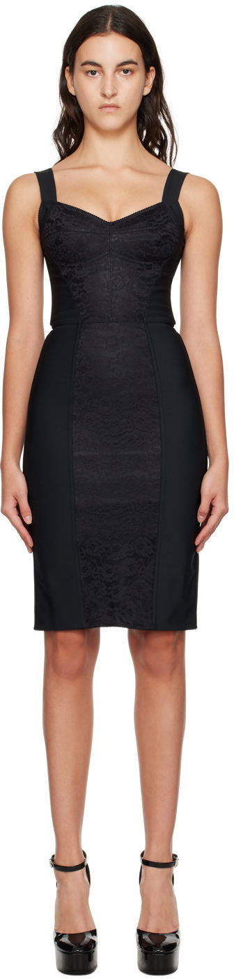 Black Corset-Style Midi Dress