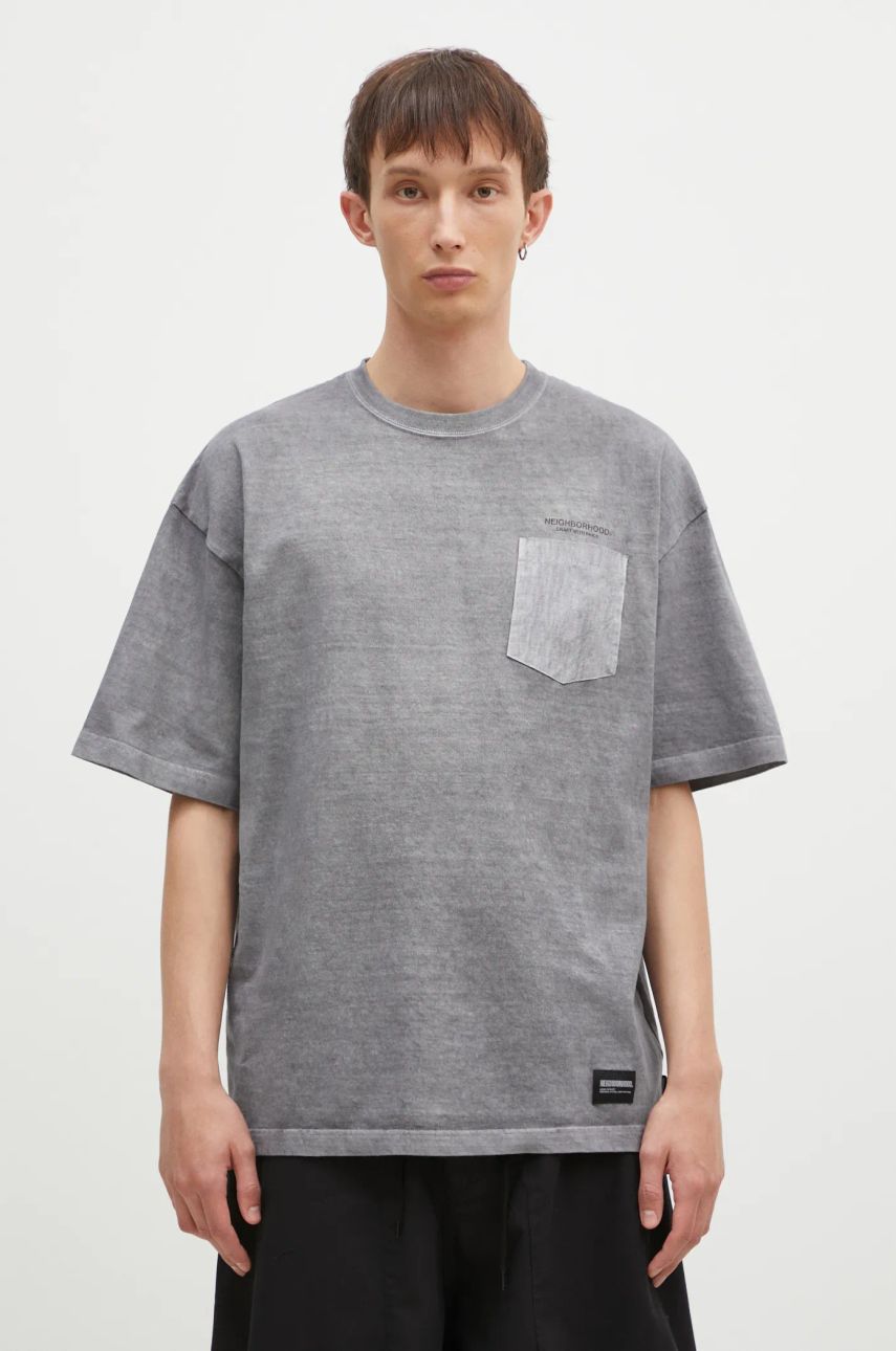 Тениска Neighborhood Pigment Dyed Crewneck T-Shirt Сиво | 242UNNH.CSM04, 0