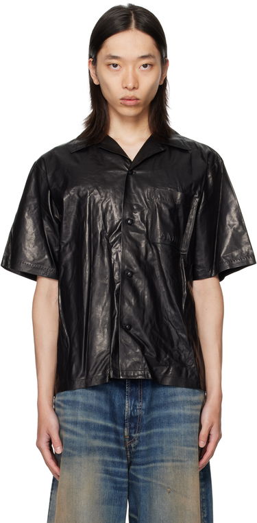 Риза AMIRI AMIRI Lightweight Camp Leather Shirt Черно | AMLTIR1017, 0