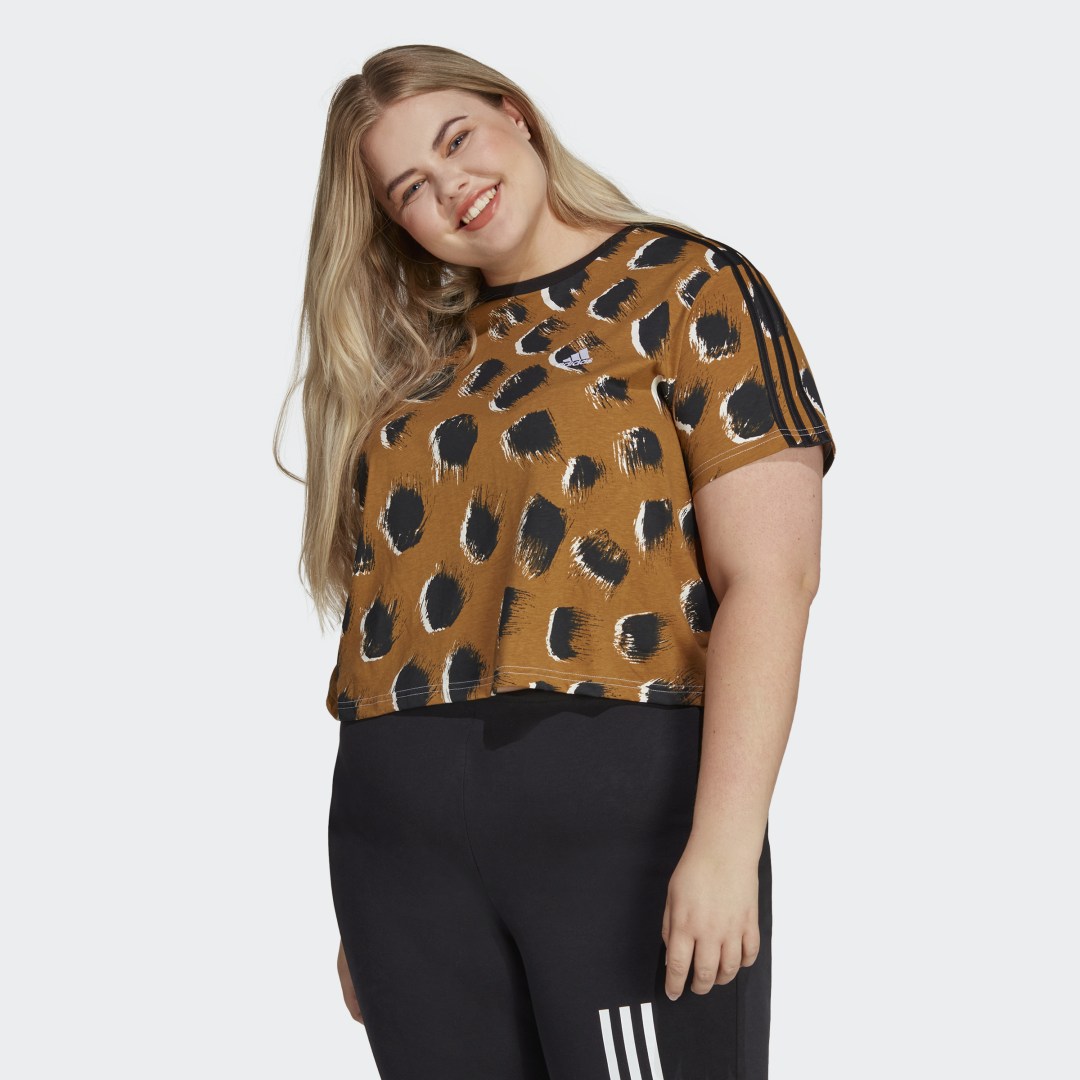 Тениска adidas Performance Sportswear top Essentials 3-Stripes Single Jersey Кафяво | IC0764, 0