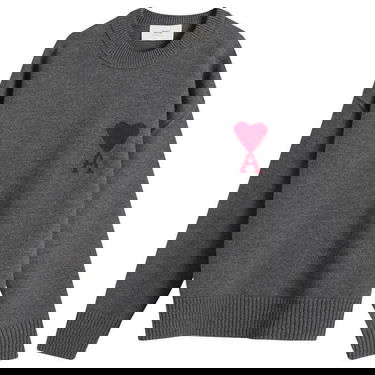 Пуловер AMI Men's Merino Wool Knit ADC Crew Neck Jumper, Size Large Сиво | H25UKS838-018-084H25, 0