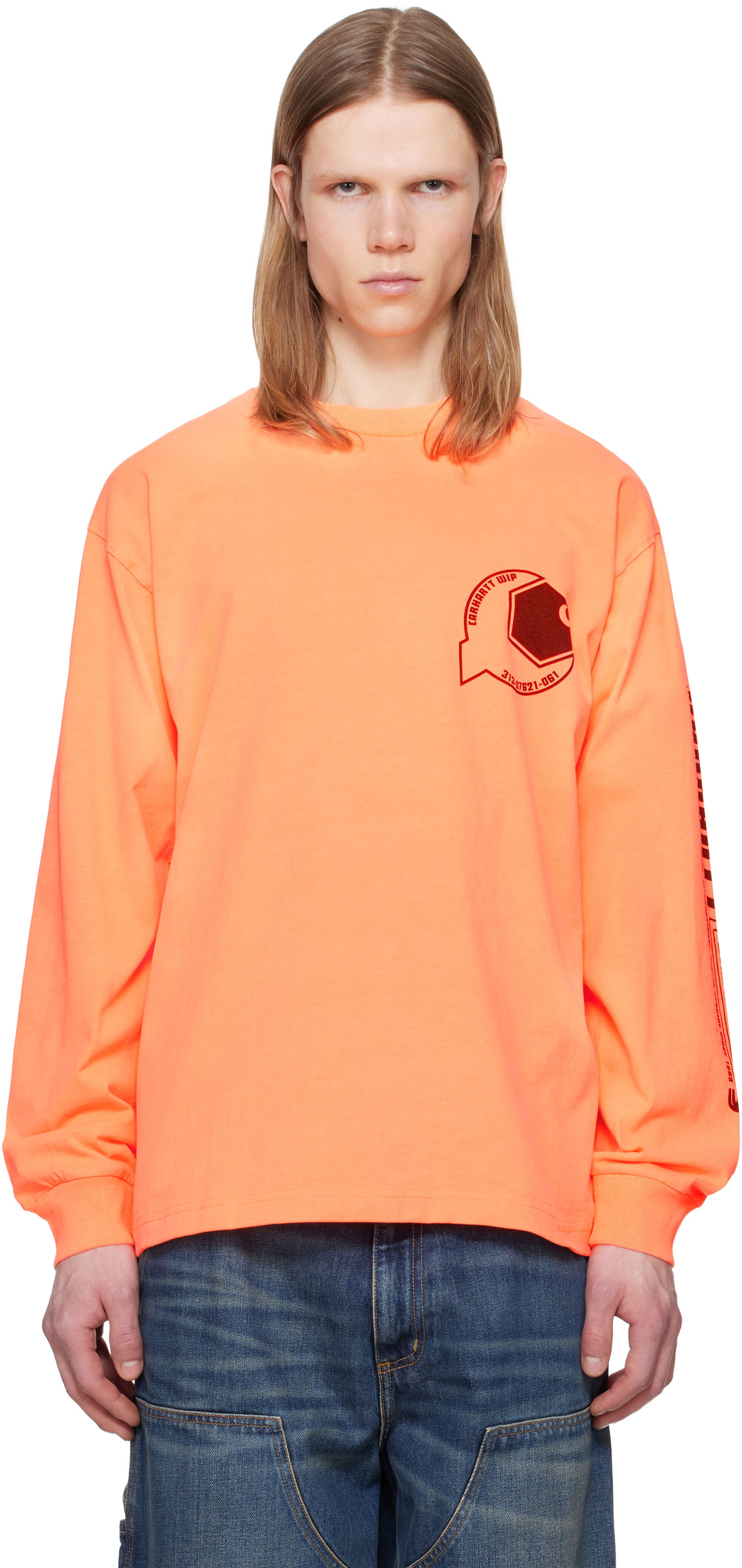 Тениска Carhartt WIP Carhartt WIP Long Sleeve Industry T-Shirt Оранжево
 | I034411, 0