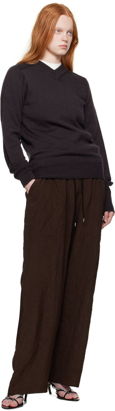 Пуловер Studio Nicholson Studio Nicholson Inverness V-Neck Sweater Кафяво | INVERNESS SN - 1501, 3