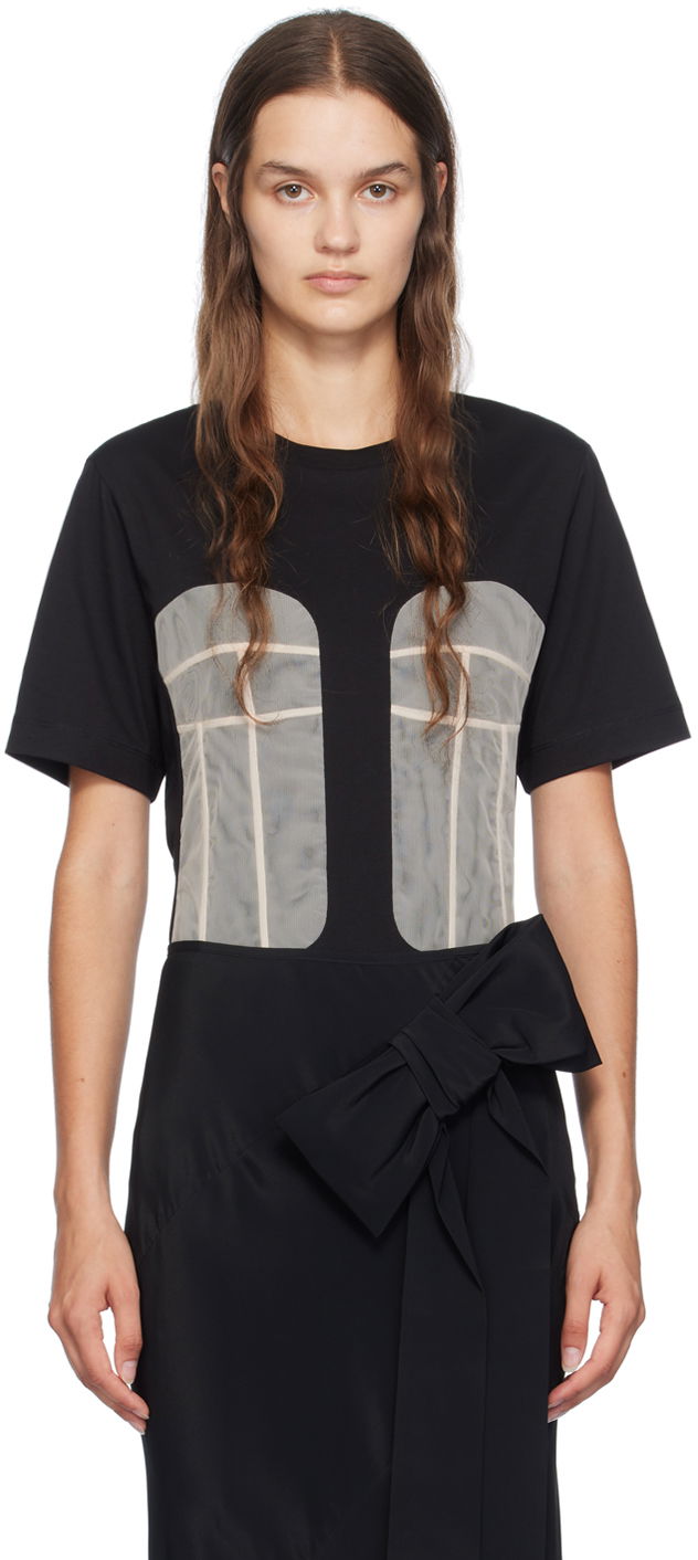 Pокля Simone Rocha Simone Rocha Paneled Bust T-Shirt Черно | 5290 0553, 0