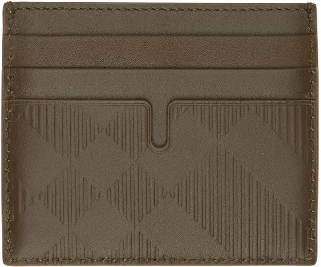 Brown Tall Embossed Check Card Holder