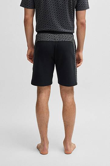 Къси панталони BOSS Cotton-Blend Shorts with Monogram Panels Черно | 50540525, 1