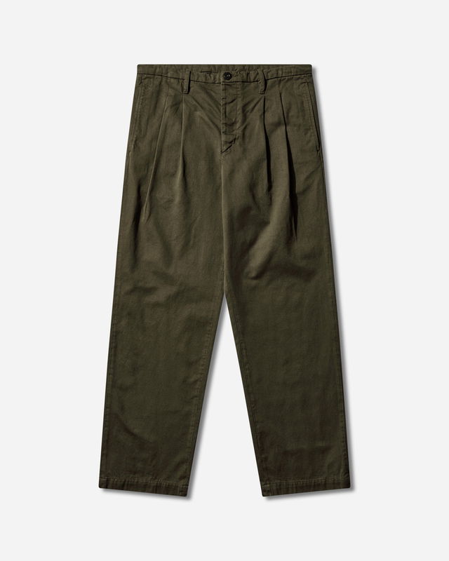 Cotton Gabardine Double Pleated Loose Chino Pants