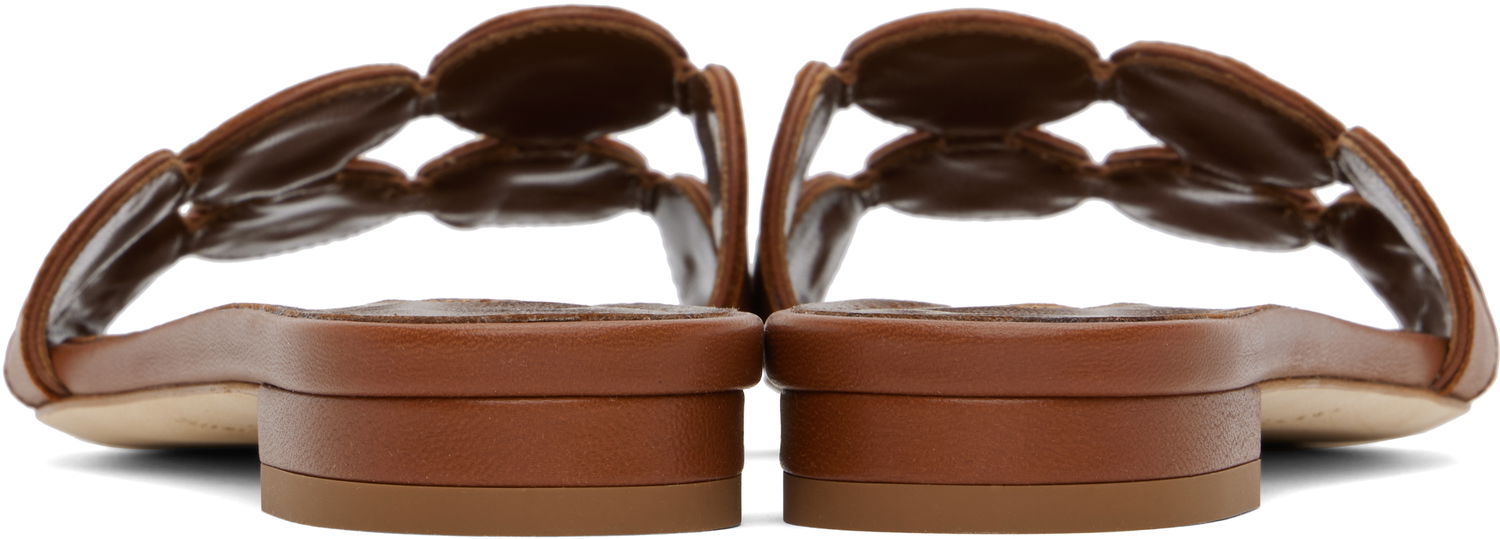Pокля Manolo Blahnik Manolo Blahnik Haribalmuflat Leather Scalloped Slides Кафяво | 424-1839, 1
