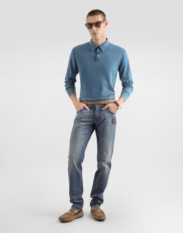 Поло тениска Dolce & Gabbana Cashmere Polo Shirt Синьо | GXZ25TJBW1PB0786, 1