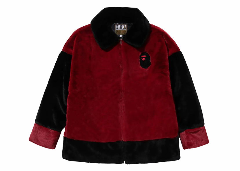 Яке BAPE BAPE (B)Ape Faux Fur Jacket Burgundy Бургунди | 1J80-140-004