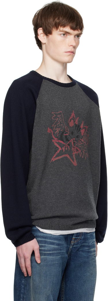 Пуловер We11done We11done Printed Raglan Knit Pullover Sweater Сиво | WD-KO2-25-659-U-CH, 1