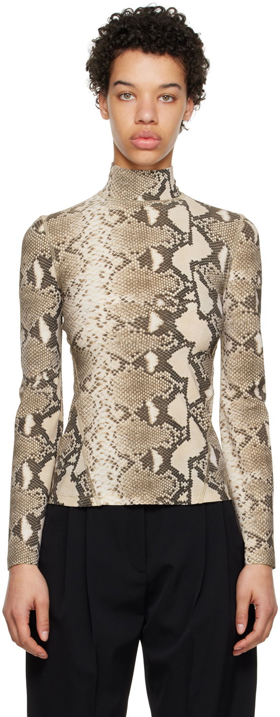 Тениска Stella McCartney Stella McCartney Python Print Long Sleeve T-Shirt Бежово | 6J01903SPX60, 0