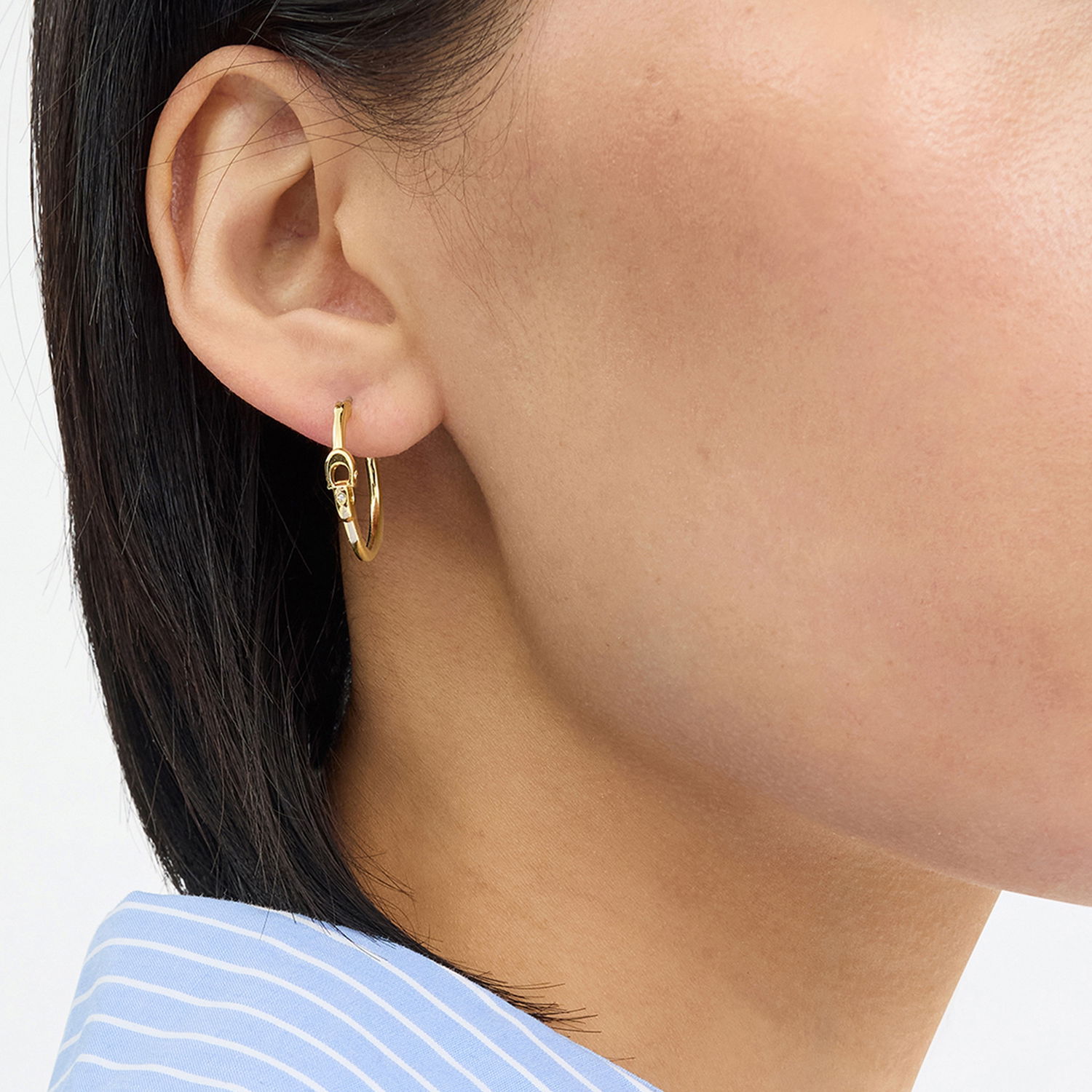 Дамска чанта Coach Interlock C Small Hoop Earrings Бяло | 37408160GLD710, 1