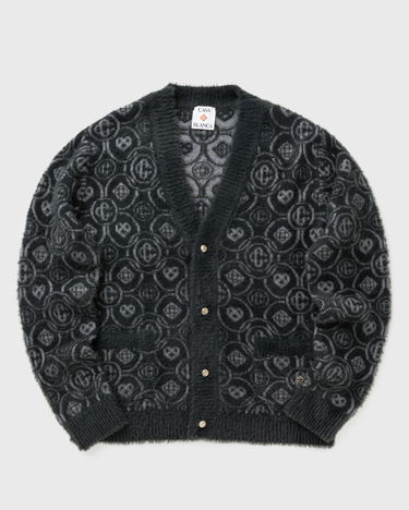 Пуловер Casablanca Fluffy Monogram Jacquard Cardigan Черно | M-AW25-KW-1094-01, 1